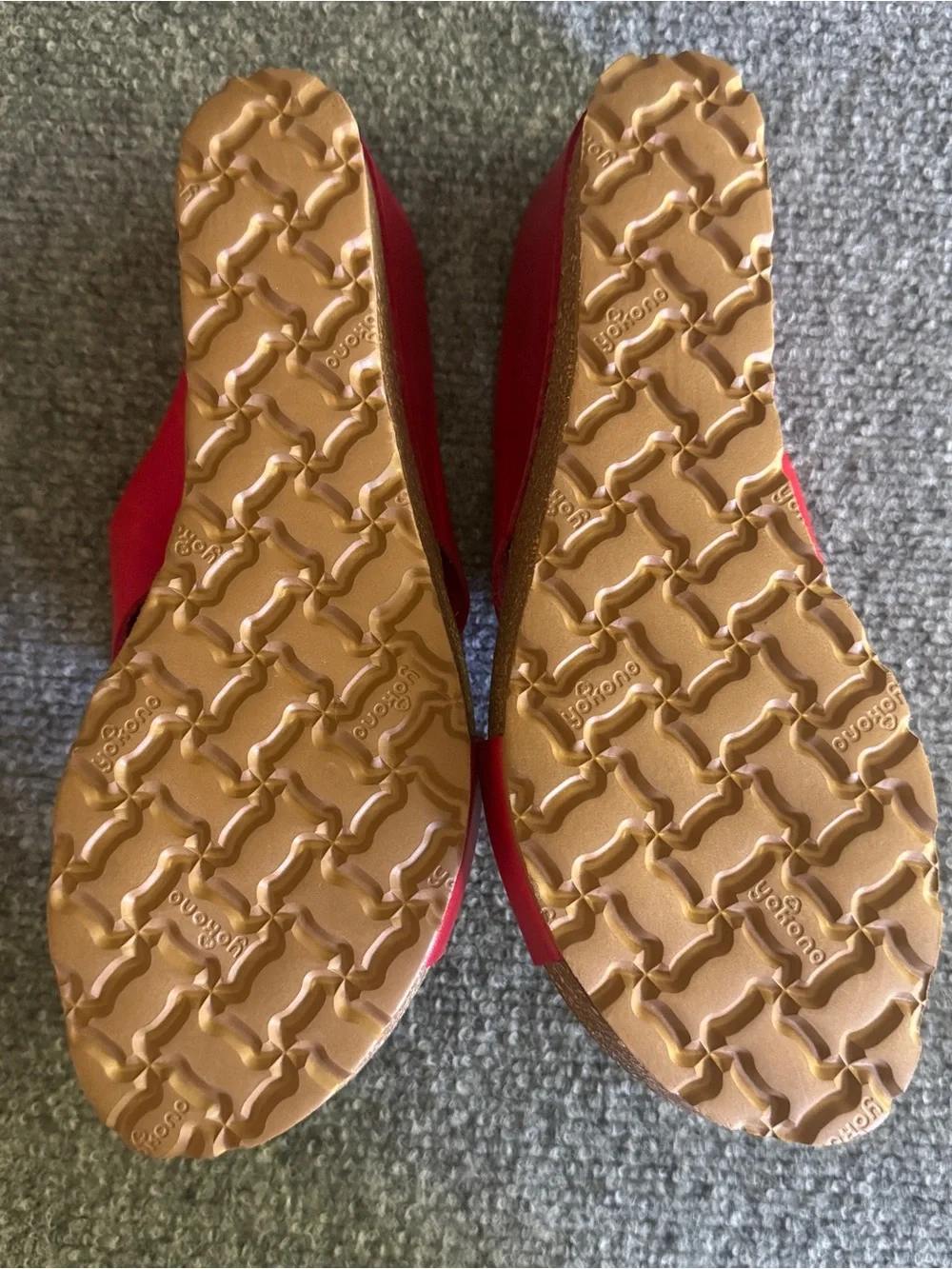 Yokono Red Leather Wedge Sandals 9 Boho Criss Cross Platform Slides Spain